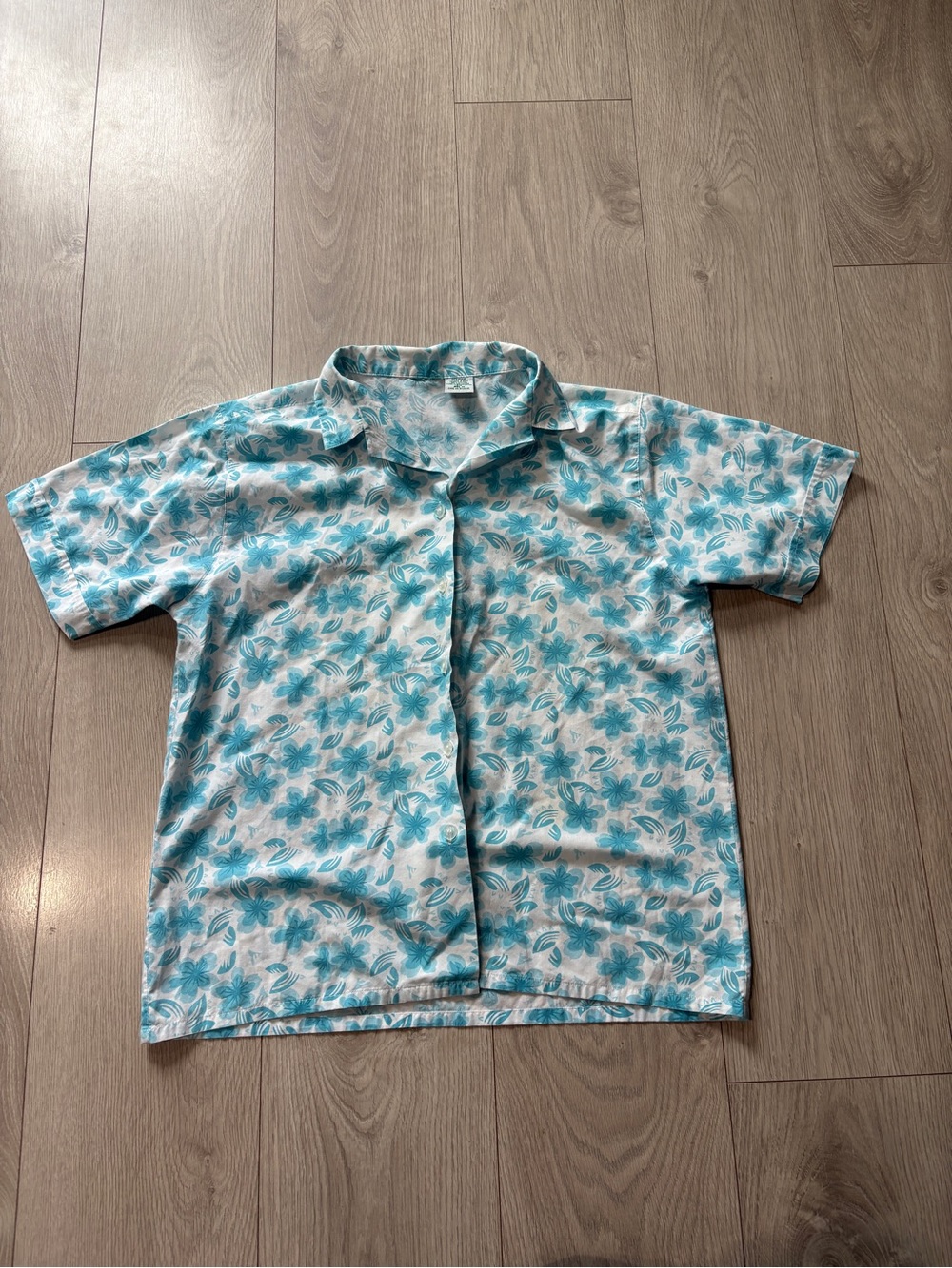 Men's Casual Short-Sleeve Button-Down Shirt - Teal Floral